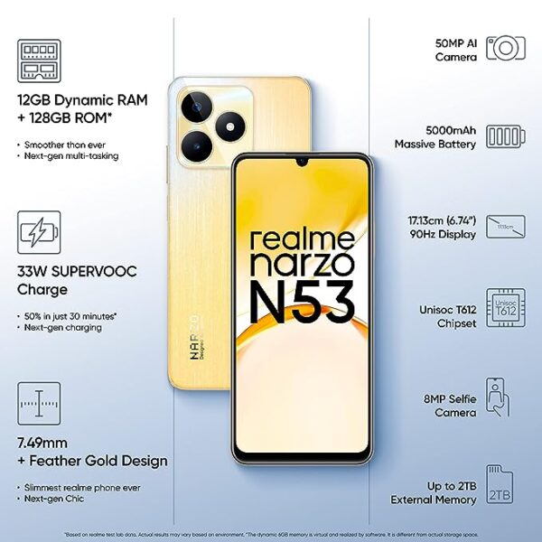 realme narzo N53 (Feather Gold, 6GB+128GB) - Image 4