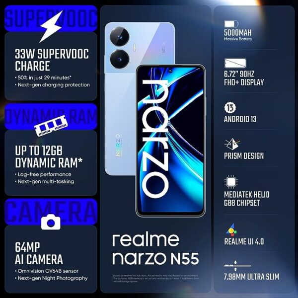realme narzo N55 (Prime Blue, 6GB+128GB) - Image 2