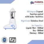 Florita Alps Heavy Duty Mixer Grinder 750 watt,3 Jars - Image 4