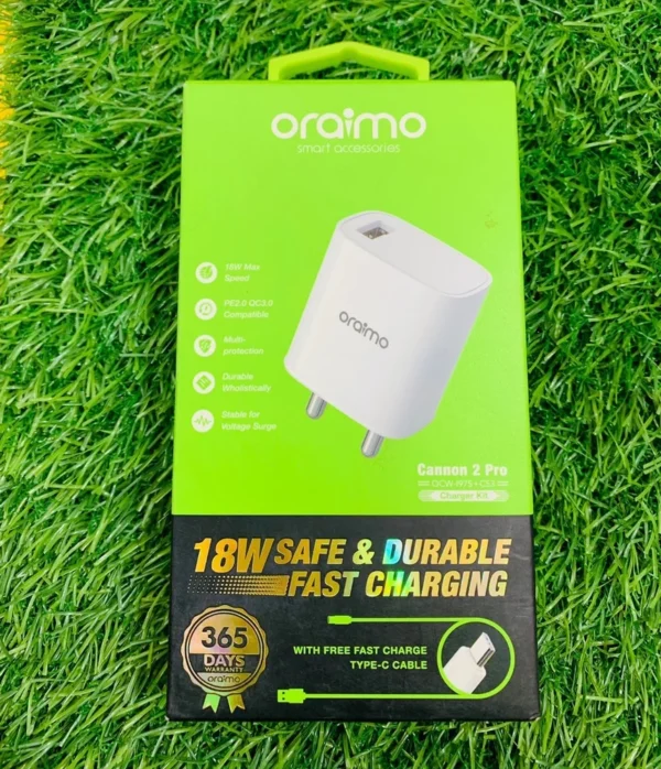 Oraimo Cannon 2 Pro 18 W Fast Charger (Type C / USB-A Compatible) OCW-197S + C53