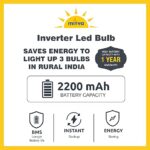 MITVA MSB-922 9W Inverter LED Bulb | 2200mAh Rechargeable Backup Bulb | Auto On During Power Cut - Image 3
