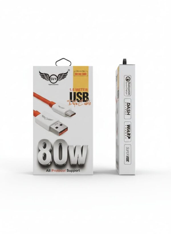 SV+ 80W USB to Type-C Fast Charging Cable (1.5 Meter) | SuperVOOC, Warp & Dash Charge Support | 6 Months Warranty